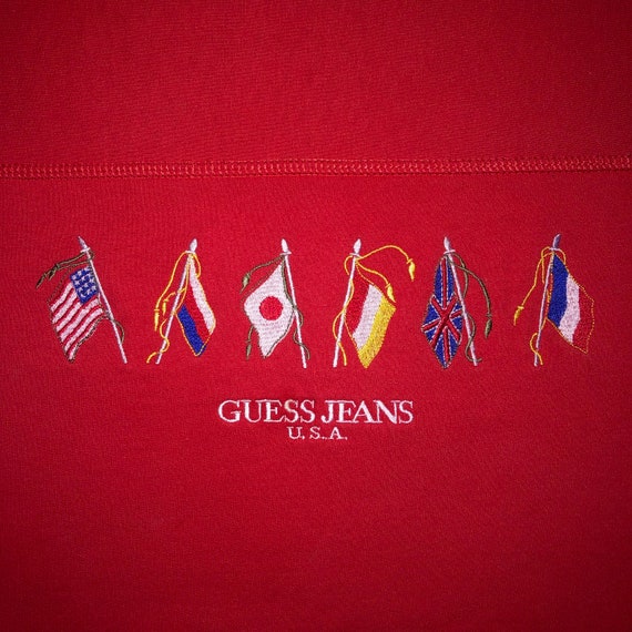 Vintage 90s Guess Jeans Embroidered Crew Neck Swe… - image 1