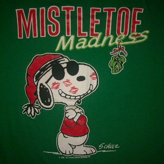 Vintage 1980s Snoopy Christmas T Shirt Soft MEDIU… - image 4