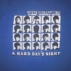 Camiseta vintage de los Beatles de los años 80, A Hard Days Night, pequeña, suave, LP, camiseta promocional de concierto de los años 80