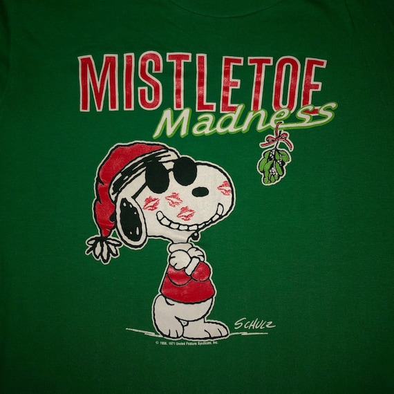 Vintage 1980s Snoopy Christmas T Shirt Soft MEDIU… - image 1