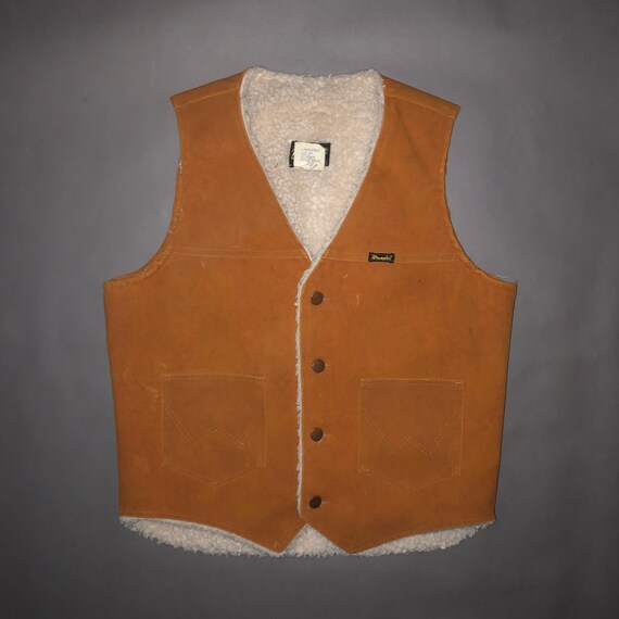 Vintage 1970s Wrangler Sherpa Lined Vest MEDIUM -… - image 2