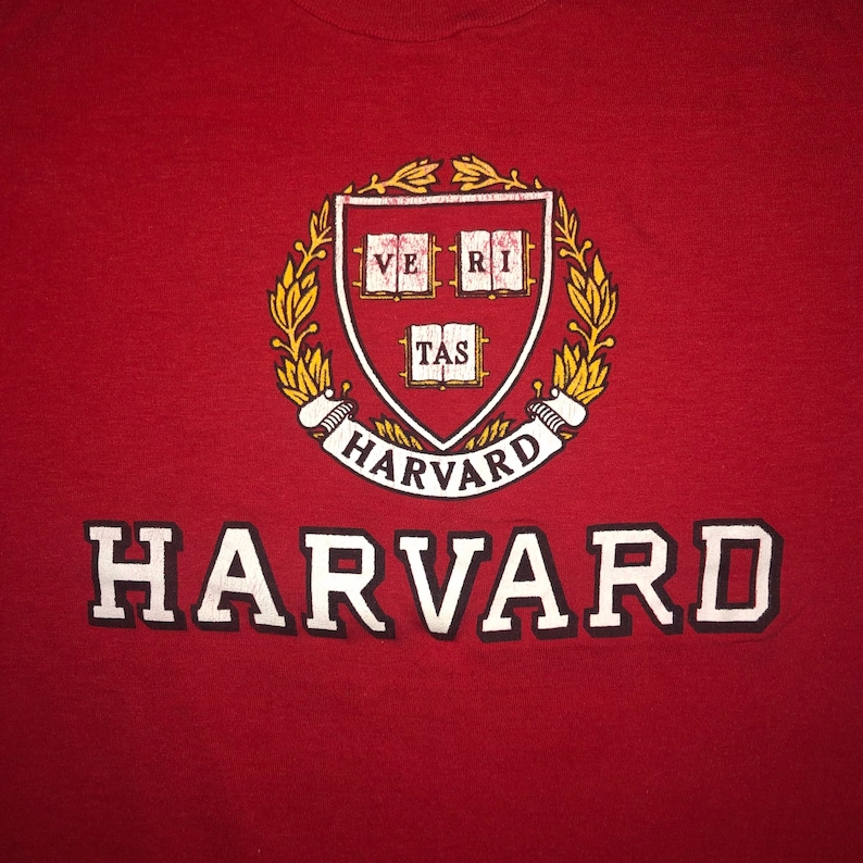 Vintage 1980s Harvard University T Shirt MEDIUM LOGO 7 80s Single Stitch Massachusetts College Soft image 1