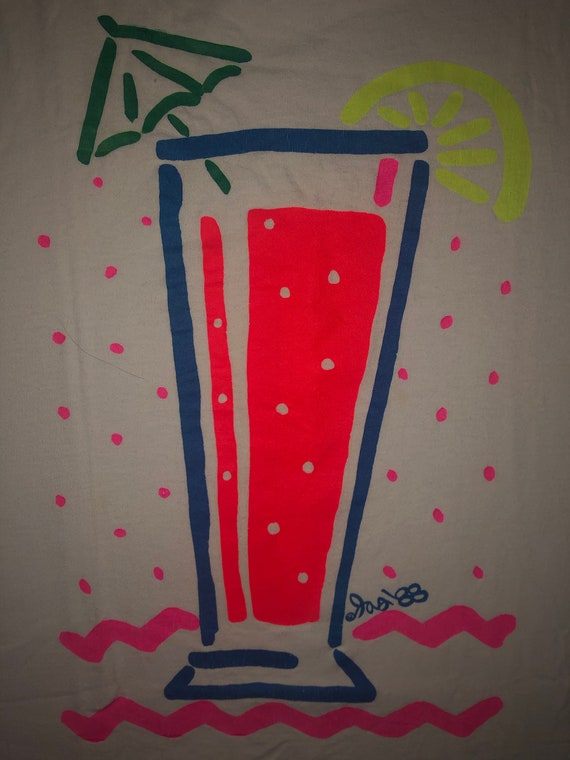 Vintage 1980s Party Glass Pop Art Tank Top T Shir… - image 3