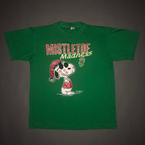 Vintage 1980s Snoopy Christmas T Shirt Soft MEDIU… - image 3