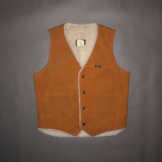 Vintage 1970s Wrangler Sherpa Lined Vest MEDIUM -… - image 1