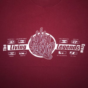 Vintage 90s LIVING LEGENDS Rap T Shirt LARGE - Rare 1990s Underground Hip Hop West Coast California