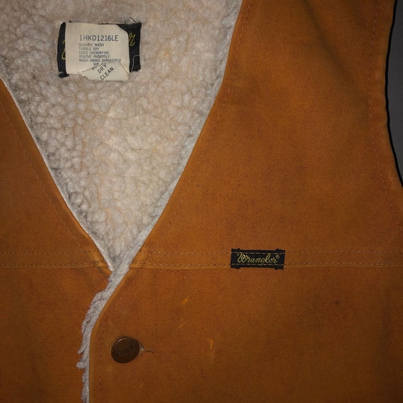 Vintage 1970s Wrangler Sherpa Lined Vest MEDIUM -… - image 3