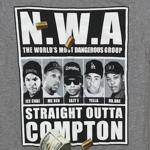 Vintage Y2K Era NWA Rap T Shirt SMALL / MEDIUM - N.W.A Straight Outta Compton Concert Tee 2000s 00s Heather Gray
