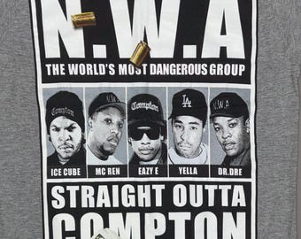 Vintage Y2K-tijdperk NWA Rap T-shirt KLEIN/MEDIUM - N.W.A Straight Outta Compton Concert Tee 2000s 00s Heather Grey