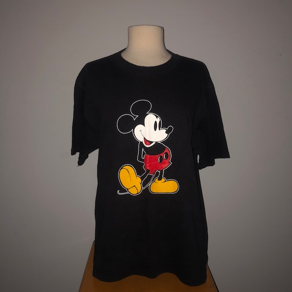 Vintage 1980s Black Mickey Mouse Tourist T Shirt LARGE - 80s Walt