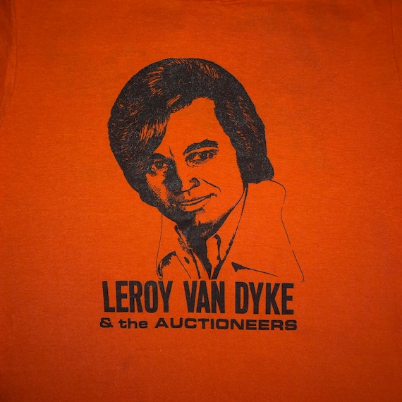 Vintage 1970s Leroy Van Dyke & The Auctioneers Concert T Shirt SMALL Country Music 70s