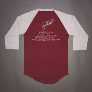 Vintage 1980s Santana Concert Jersey T Shirt SMALL Musical Marathon 80s Raglan
