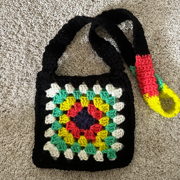 Sac à bandoulière rétro grand-mère carré, sac à main Boho au crochet, accessoire grand-mère Core