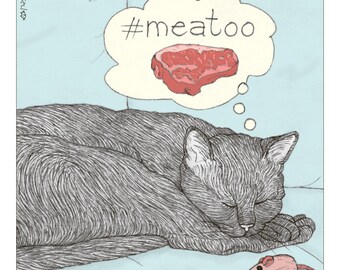 Gravure de chats - Meatoo - mettant en vedette Rafi, le célèbre chat israélien de Ha’aretz Newspaper Comics