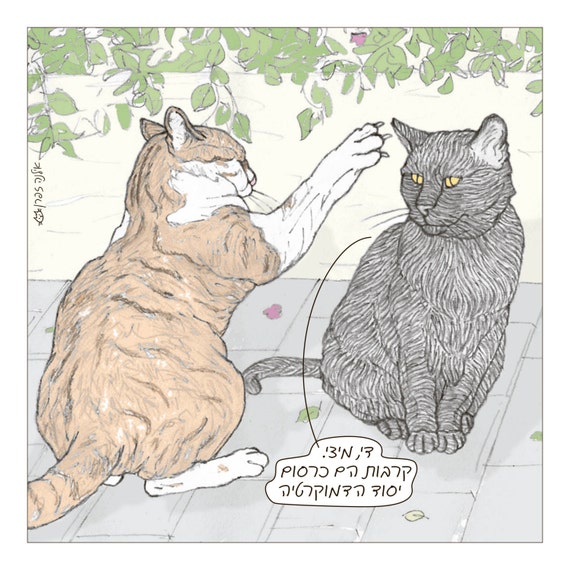 Cats Print Anti Violence Print in Hebrew Featuring Rafi Etsy