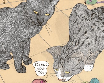 Aimant à jouets pour chats - avec milel et milra, les nouveaux chats de Ha’aretz Newspaper Comics