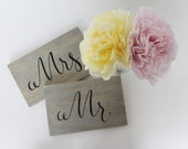 Hand Painted Bride & Groom Signs | 6x9 | Grey Washed Wood