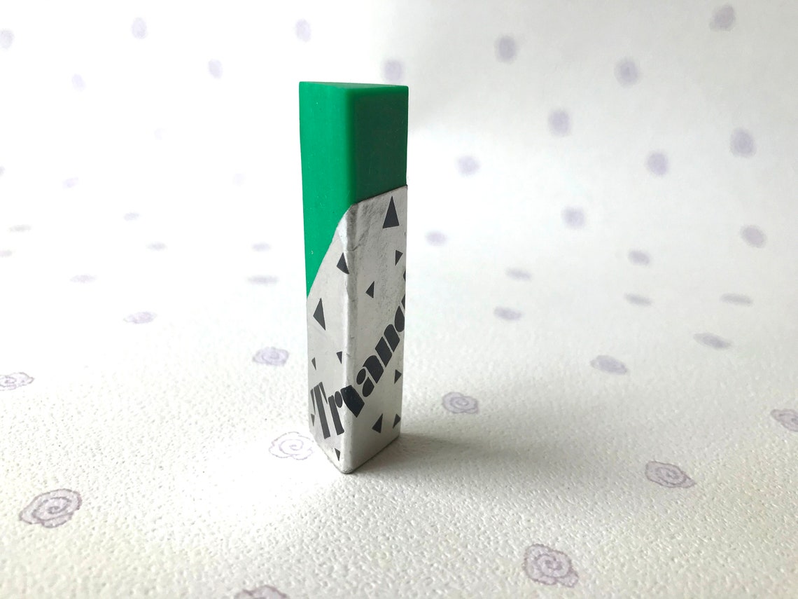 Set of two vintage erasers Attractive black eraser Green Etsy