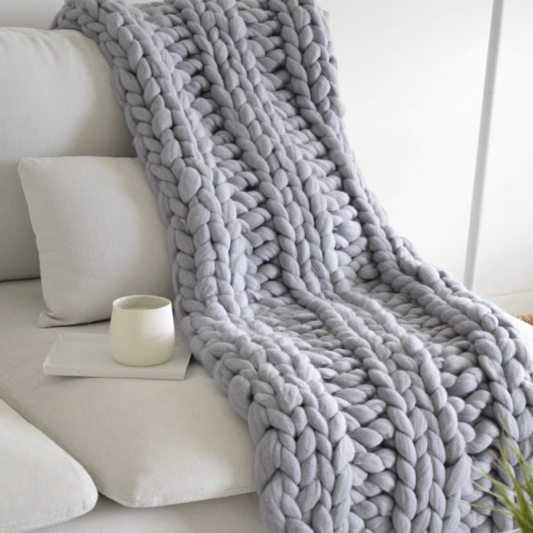 Super Chunky Knit Blanket Chunky Knit Blanket 21 Micron Merino Wool 30 ...