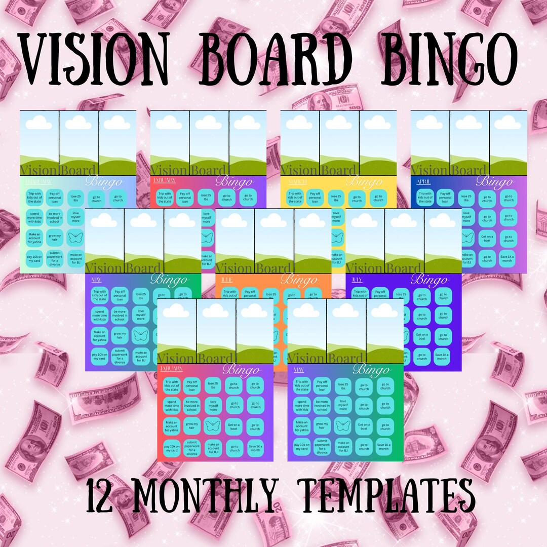 Vision Board Bingo Template: Printable Monthly Goal Planner (PDF ...