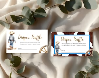 Cowboy Diaper Raffle Ticket Template | Western Baby Shower Game | Rustic Rodeo Theme | Instant Download