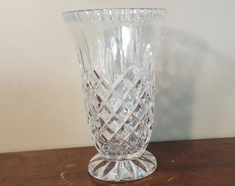 Vintage Cut Crystal Vase, Vintage Crystal Glass Vase, Tall Footed Crystal Vase, Lovely Facets