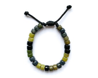 No.76 | Mens Gemstone Crow Bead Bracelet | Pony Beads | Customizable Designs |