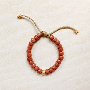 N.° 27 / Pulsera de cuentas de piedras preciosas Goldstone / Cuentas Pony Crow / Diseños personalizados / Inspirado en diseñadores / Inspirado en cuentas Forte / Goldstone / Para atar