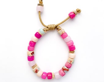 No.161 | Gemstone Beaded Bracelet | Stone Pony Beads | Custom Designs | Trendy Gemstone Bracelet | Trendy Christmas Gift | Ombre Gemstones