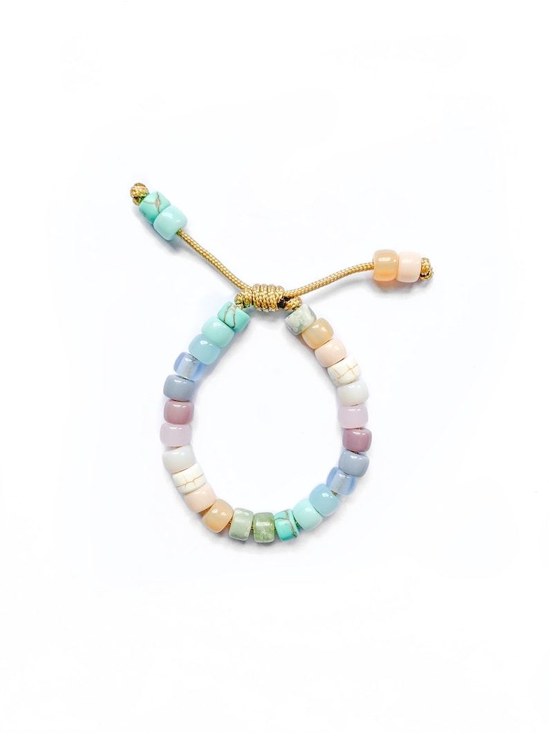 No.88 Pastel Gemstone Beaded Bracelet Pony Crow Beads Customizable Designs Arm Candy Bucci Trendy Jewelry Designer Inspired image 6