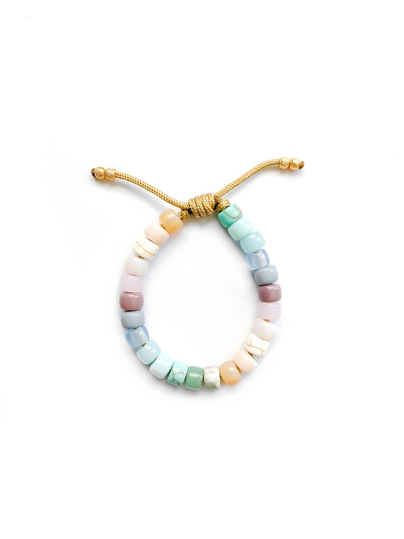 No.88 Pastel Gemstone Beaded Bracelet Pony Crow Beads Customizable Designs Arm Candy Bucci Trendy Jewelry Designer Inspired image 1
