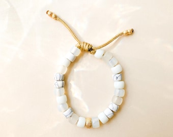 No.108 | White Gemstone Beaded Bracelet | Pony Crow Beads | Custom Designs | Designer Inspired | Forte Bead Inspired