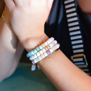 No.88 Pastel Gemstone Beaded Bracelet Pony Crow Beads Customizable Designs Arm Candy Bucci Trendy Jewelry Designer Inspired image 4