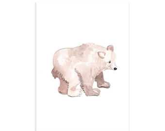 Lámina infantil de oso polar en acuarela, arte mural de animales (descarga digital)
