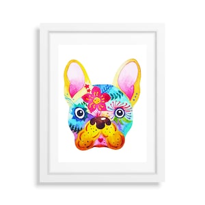 French Bulldog, Sugar Skull, Frenchie Cute Dog, Day Of The Dead, Girls Room, Play Room, Bulldog Wall Art, Kids Prints, image 1