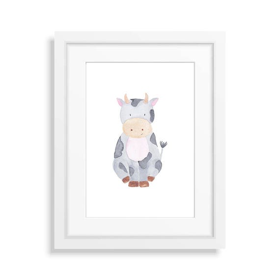 Watercolor Cow Nursery Art Farm Animal Nursery Decor Cow Etsy