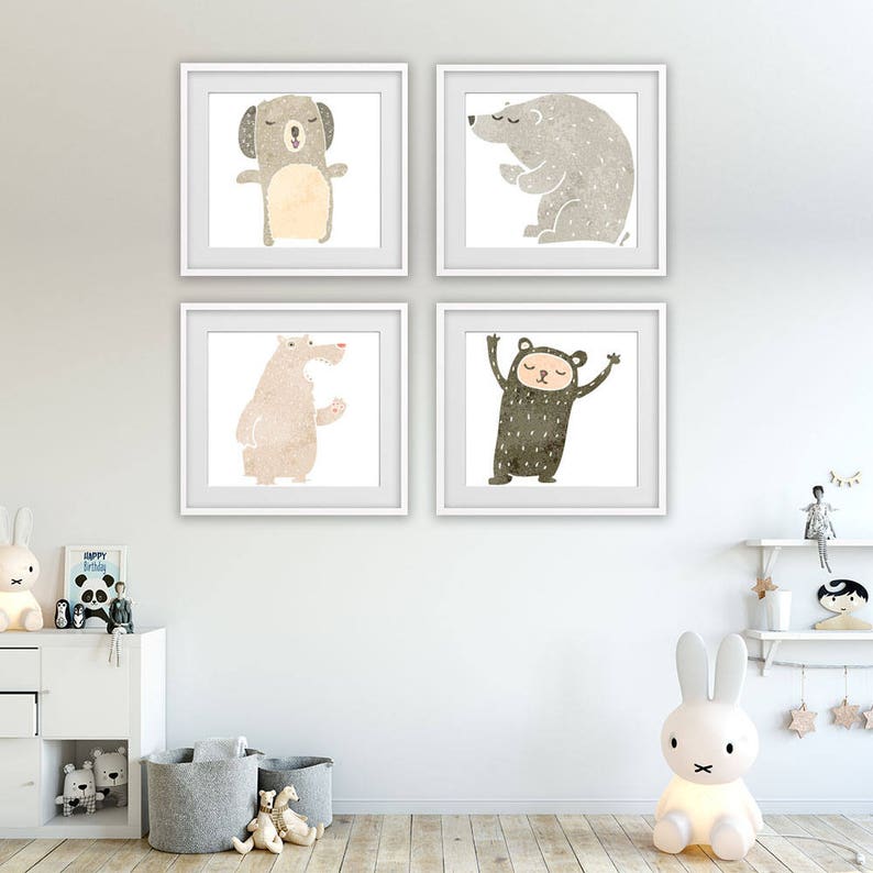 Nursery Wall Art Retro Cartoon Wall Art Funny Animal Prints Etsy