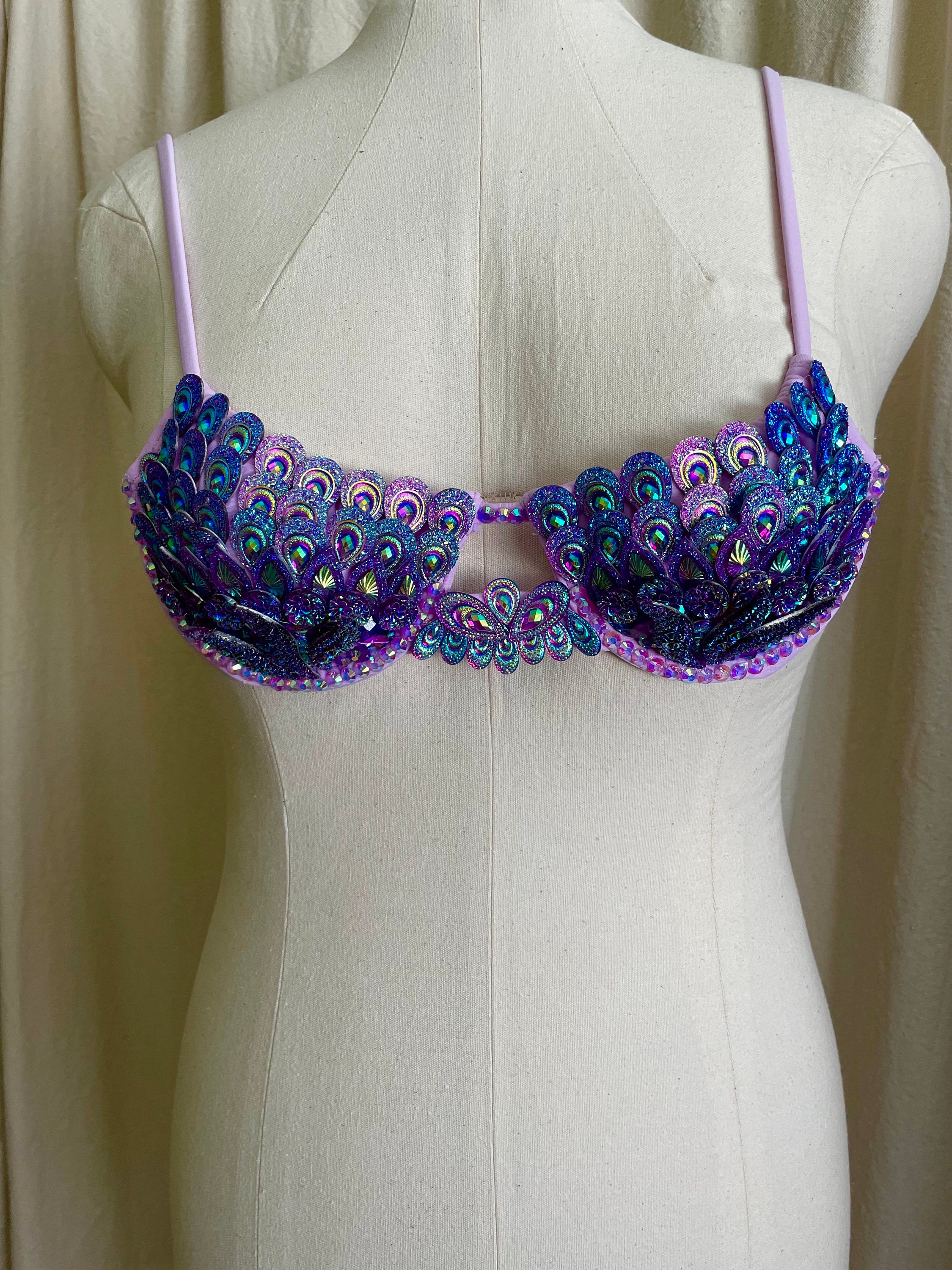 Purple Violet Mermaid Shell Bra - Mermaid Sea Shell Bra Costume Tops