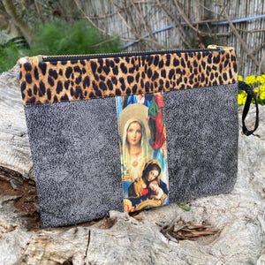 Unique women's collage wallet, handmade wallet, handmade bag, chic wallet. Zipper wallet. cool bag.