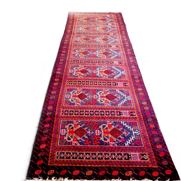 Beautiful Over Size Taimani Baluchi Runner Hand Knottef 100% Wool and Vintage