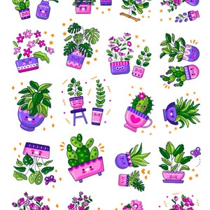 Kawaii Plant stickers, Cute Stickers, Plant stickers
