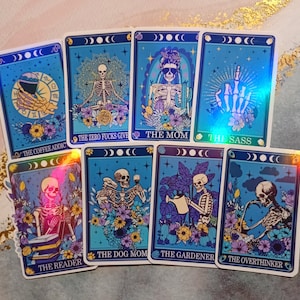 Personality Tarot Card Holographic Sticker, Waterproof Tarot Card Sticker, Water bottle Sticker, Gifts for Tarot lover, Witchy Stickers