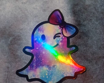 Cute Ghost Holographic Waterproof sticker, Halloween sticker, Ghoul sticker