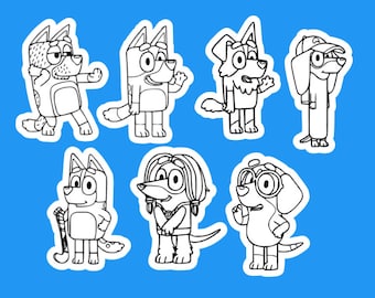 Bluey Sticker, Manualidades para niños, Colorear