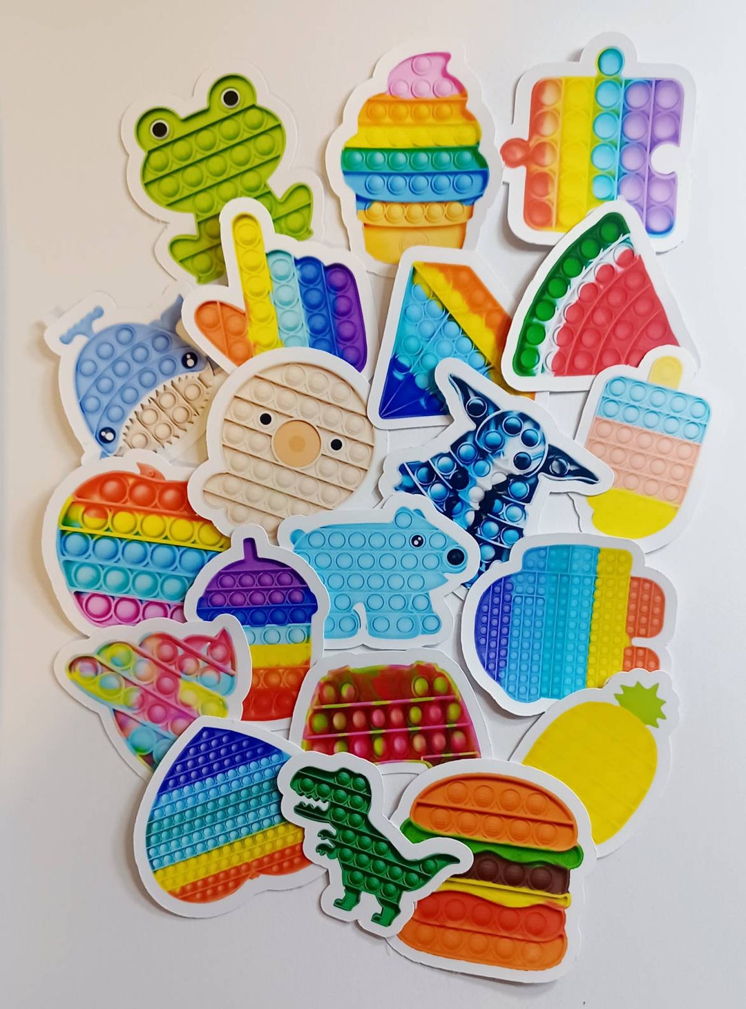 Pop It Stickers: Glossy Colorful Fidget Stickers, Set of 20 - Etsy