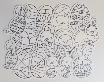 Easter Coloring Stickers: 16pc DIY Kids Activity Set