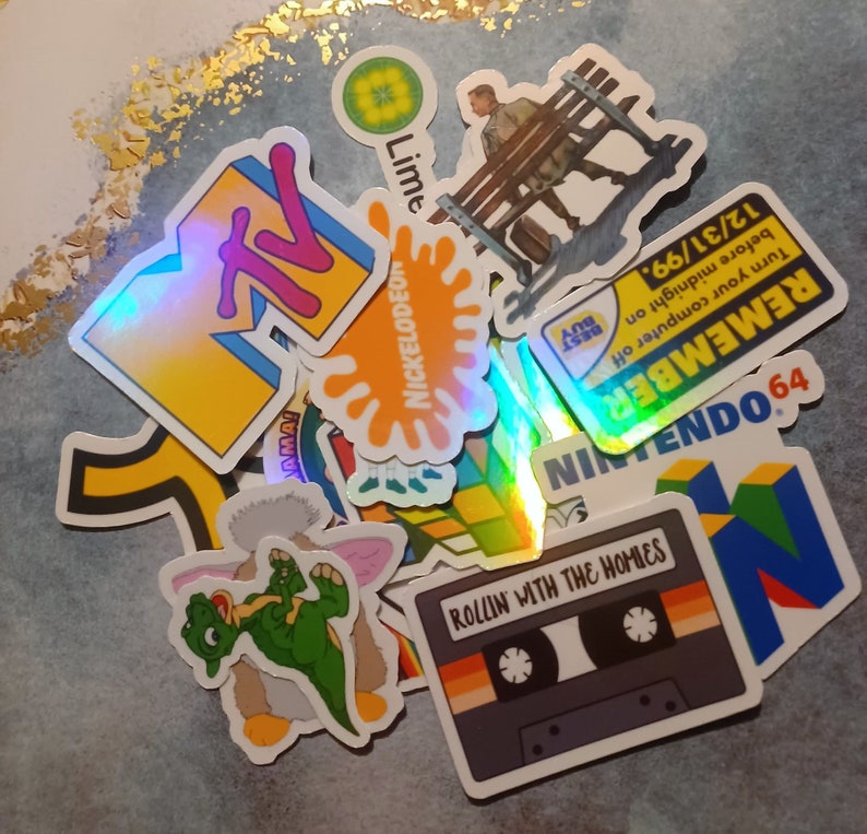 90s Stickers, 90s kids, 90s birthday, 90s Nostalgia, Retro stickers, Gifts for Millennials, Party decor, 90s gifts, 90s baby, 90s toys image 3
