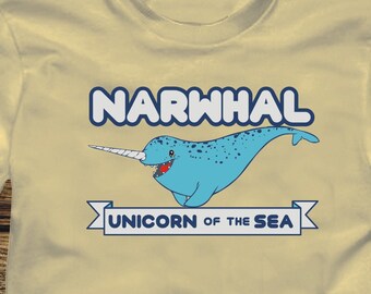 NARWHAL Unicorn of the Sea - T-Shirt in 16 color options - adult mens/unisex shirts - absurd planet