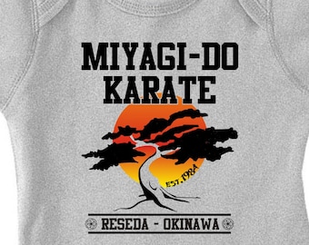 MIYAGI-DO KARATE Reseda Okinawa - fun T-Shirt or Bodysuit -for infant toddler youth children - cobra kai 80s movie Karate Kid -479