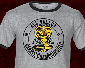 ALL VALLEY CHAMPIONSHIP Cobra Kai - T-shirt - adult Premium Ringers Raglans Tank Tops - karate kid dojo 80s movie miyagi do dojo